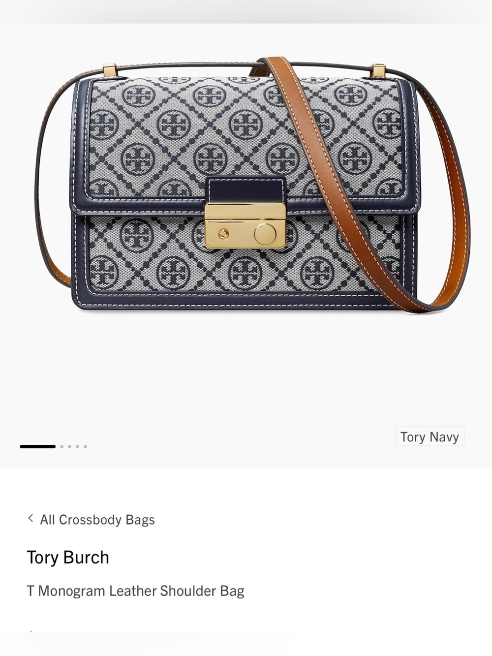 NWT Tory Burch Navy Monogram Shoulder Bag